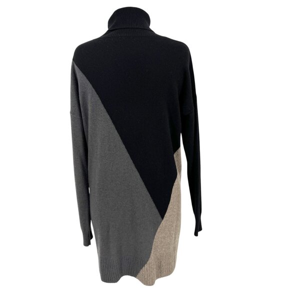 Margaret OLeary Cashmere Turtleneck Sweater Dress Black Gray Size Medium - Picture 9 of 14